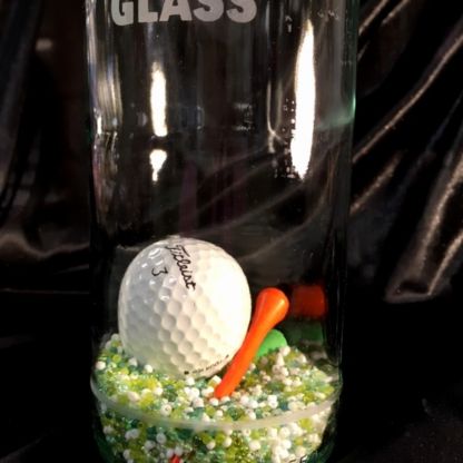 In case of emergency break glass golf ball sealed in a bottle