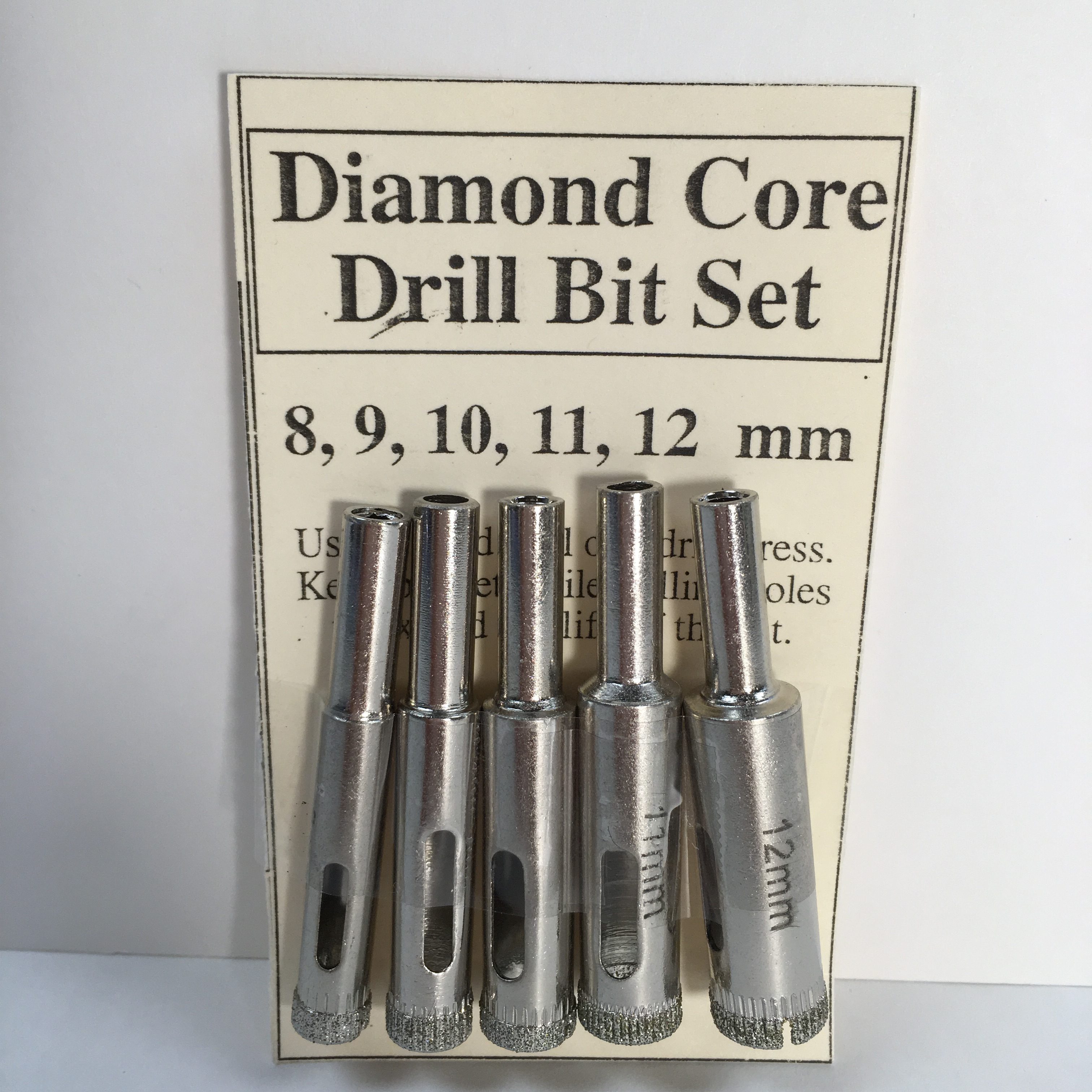 5/16" to 1/2" Diamond Core Drill Bit 5 Piece Set (8 to 12 mm)