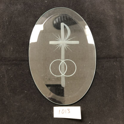 CF1013-Engraved 4 x 6" Oval Bevel-Cross w/ Rings