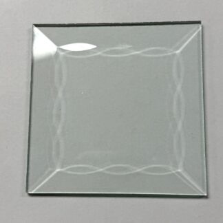 Square frosted glass panel with decorative wavy border along all edges.