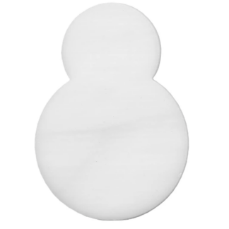 White snowman silhouette formed by two stacked circles on a plain background