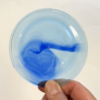 Glass Rondel 4" Blue & Clear Swirl #4710